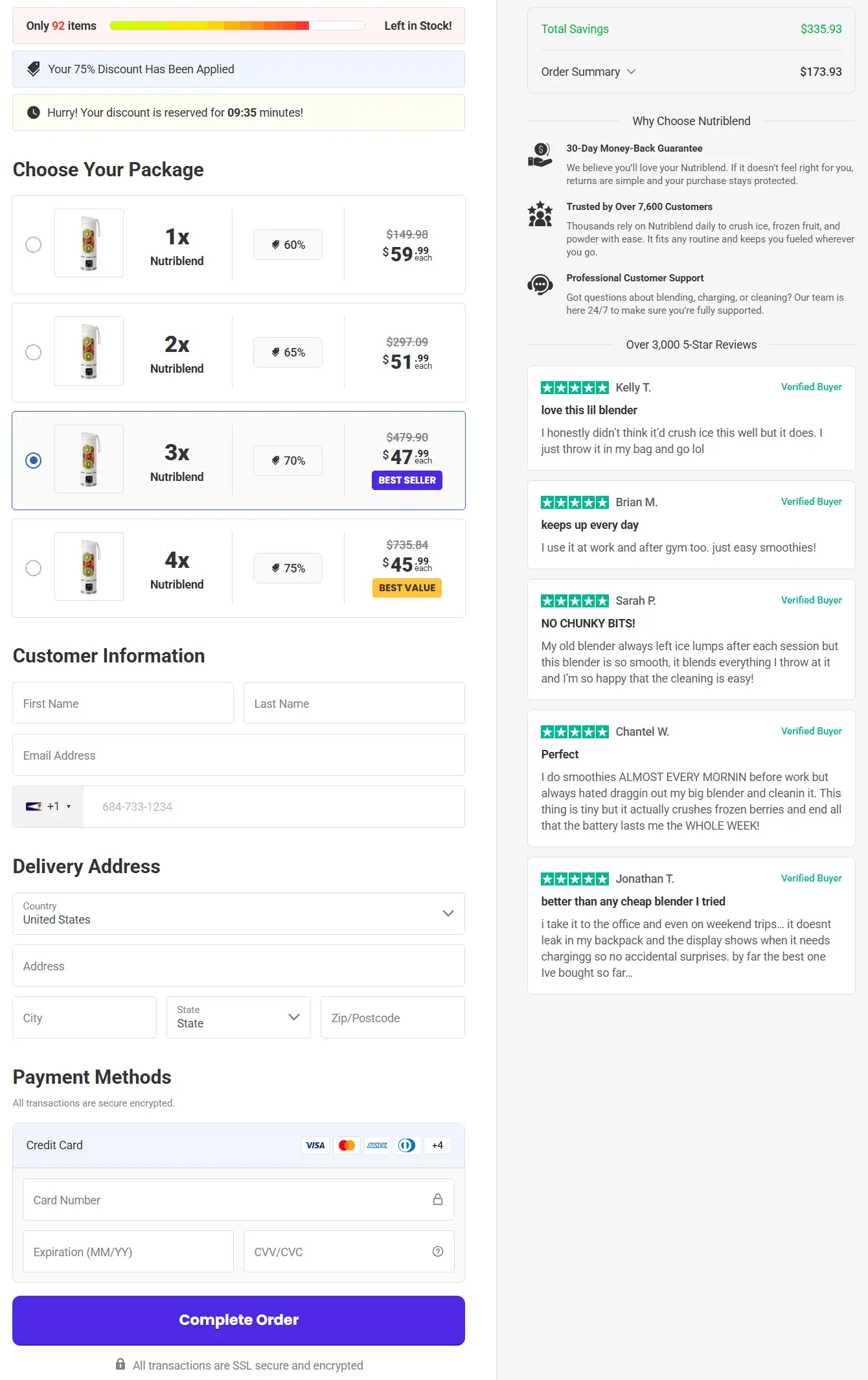nutribend pro secure checkout page